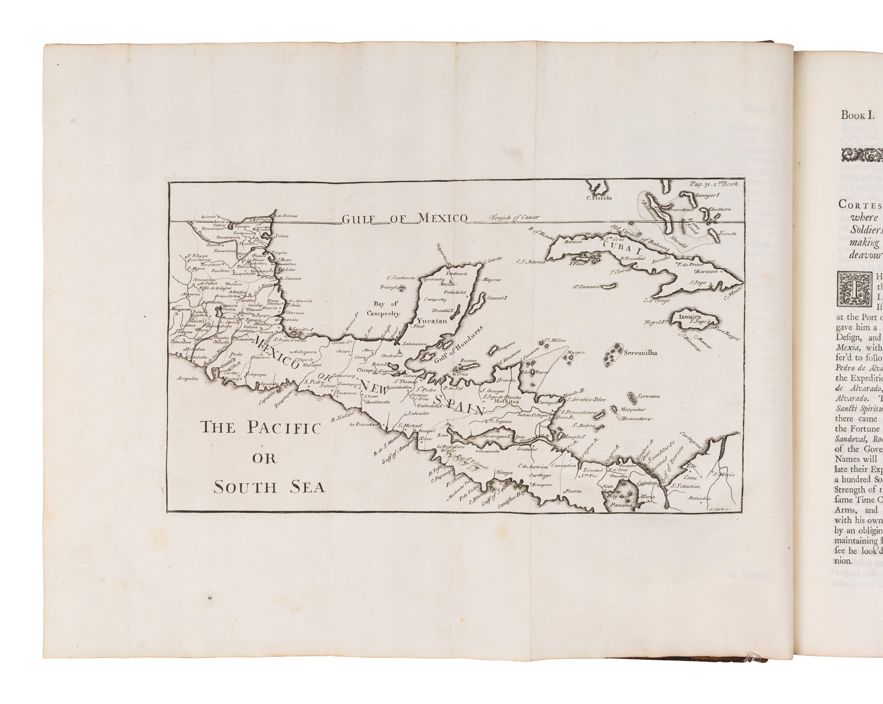 SOLIS Y RIBADENEYRA, Antonio de (1610-1686). The History of the Conquest of Mexico .... London: for T. Woodward, J. Hooke and J. Peele, 1724.