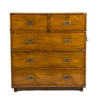 An Irish Brass Mounted Campaign Chest Height 51 1/2 width 48 x depth 20 inches. — FIRST HALF 19TH CENTURY