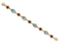 GABRIEL & CO., AMETHYST AND BLUE TOPAZ BRACELET
