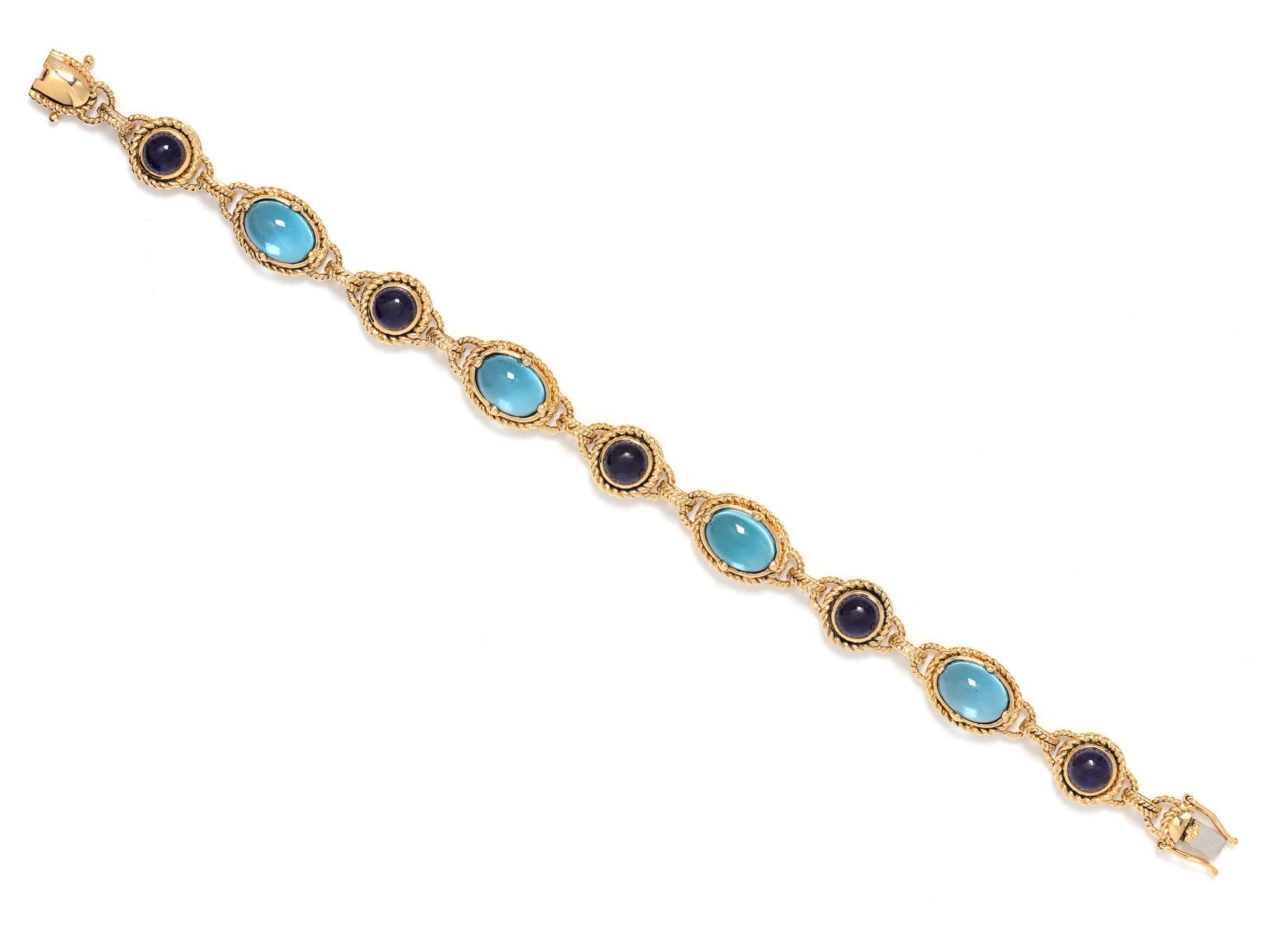 GABRIEL & CO., AMETHYST AND BLUE TOPAZ BRACELET