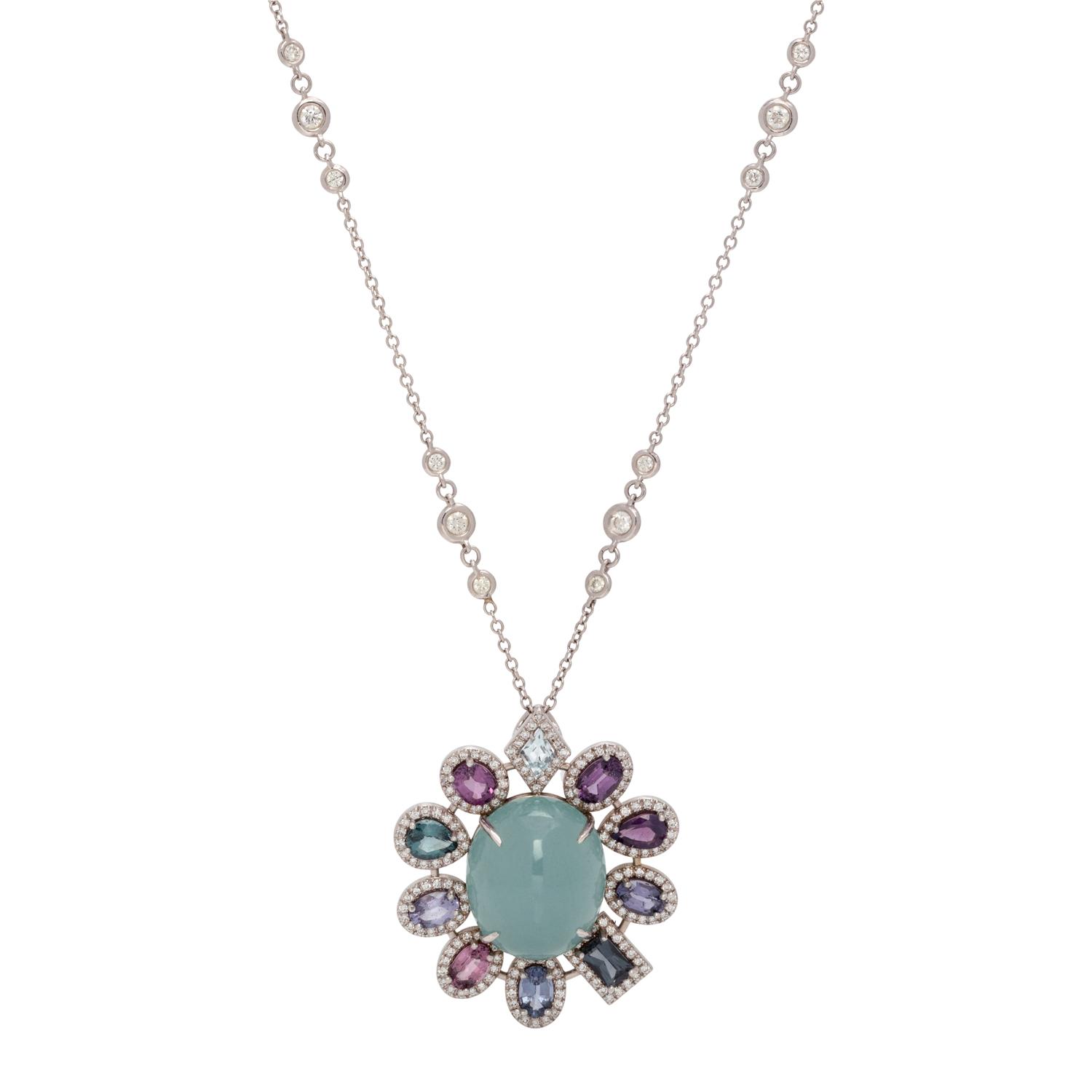 MULTIGEM AND DIAMOND PENDANT/NECKLACE