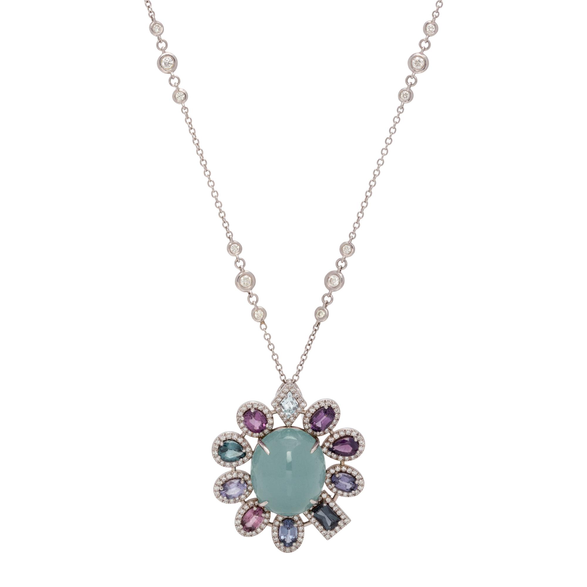 MULTIGEM AND DIAMOND PENDANT/NECKLACE