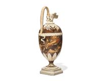 A Wedgwood Brown and White Agateware Ewer with Snake Handle