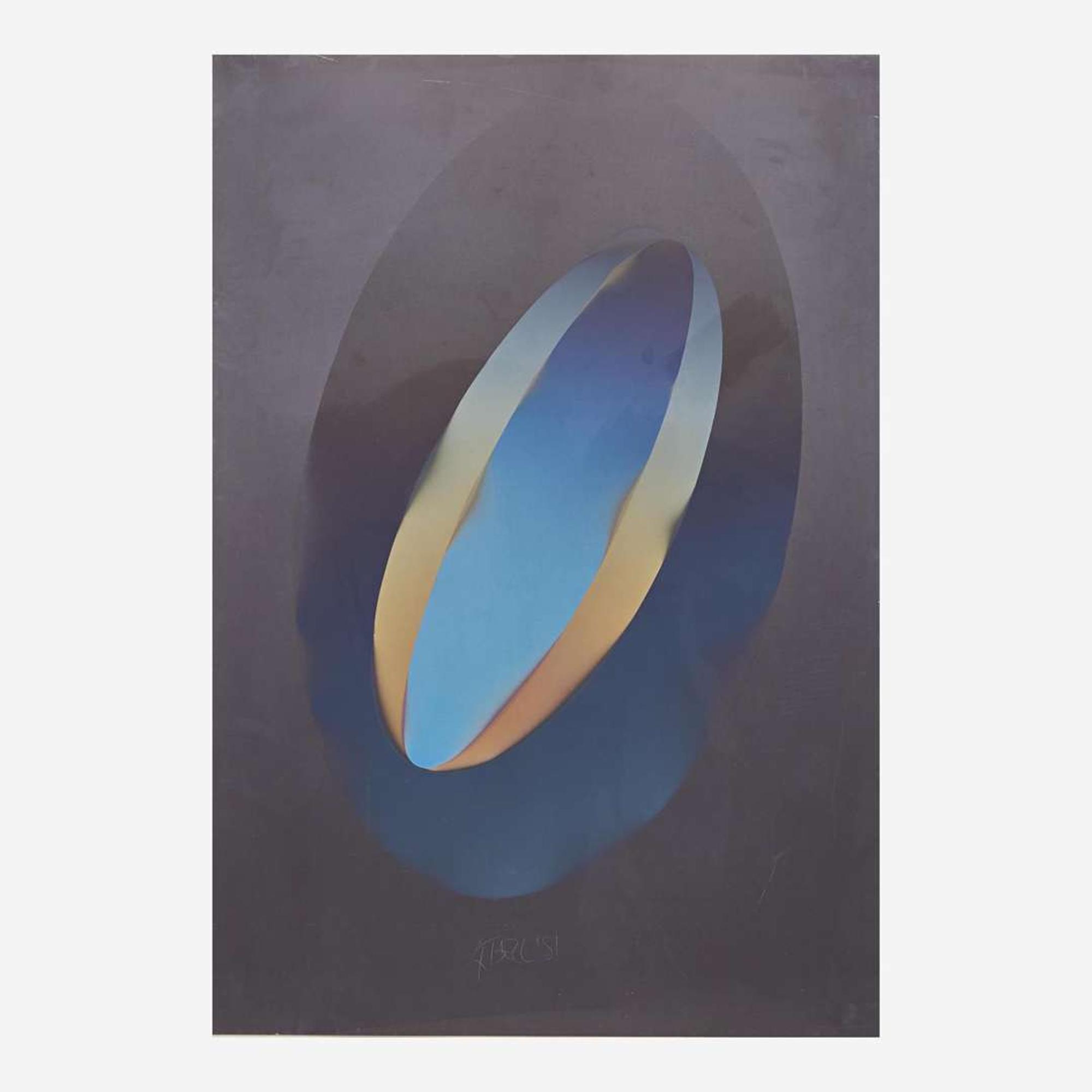 Larry Bell (American, b. 1939) ELBK 12 (Ellipse on black) from Vapor Drawings Series