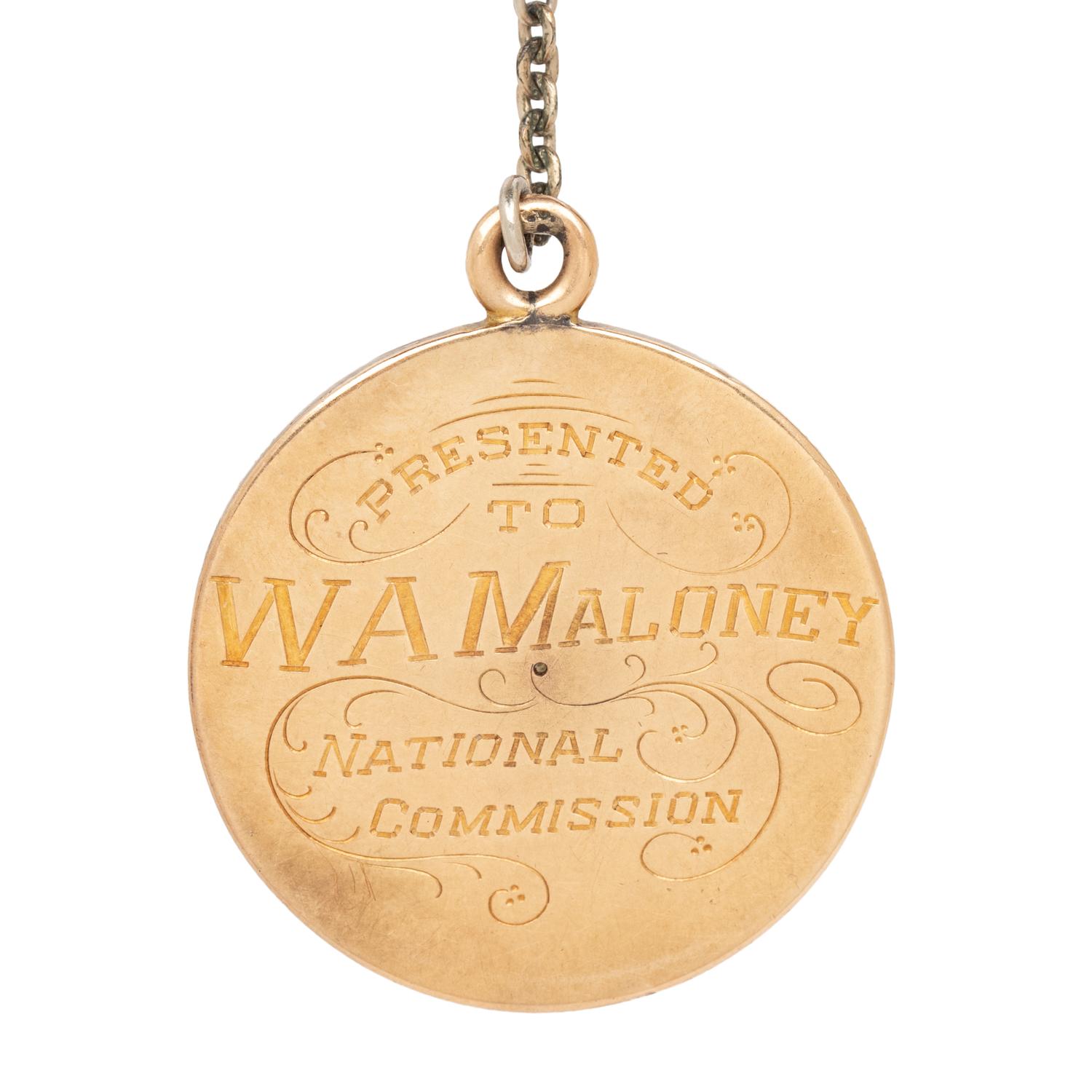 A 1906 Chicago Baseball Champions Gold and Diamond Medallion Presented to Cubs Outfielder Billy Maloney