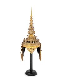 A Southeast Asian Gilt Metal Ramthai Crown