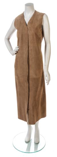 An Hermes Tan Suede Coatdress, Size 40.