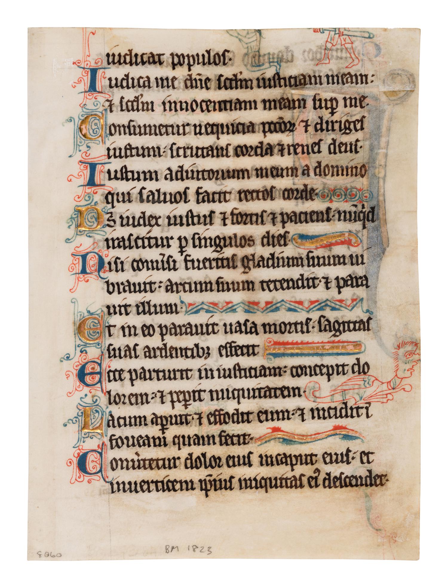ANONYMOUS ARTIST A leaf from a Psalter-Hours, with a historiated initial ‘P’ of a Monk, in Latin, illuminated manuscript on parchment [Flanders or Rhine-Meuse, c. 1225-1275]