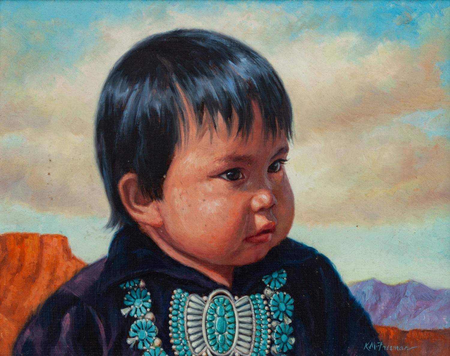 Indian Child in Blue with Turquoise