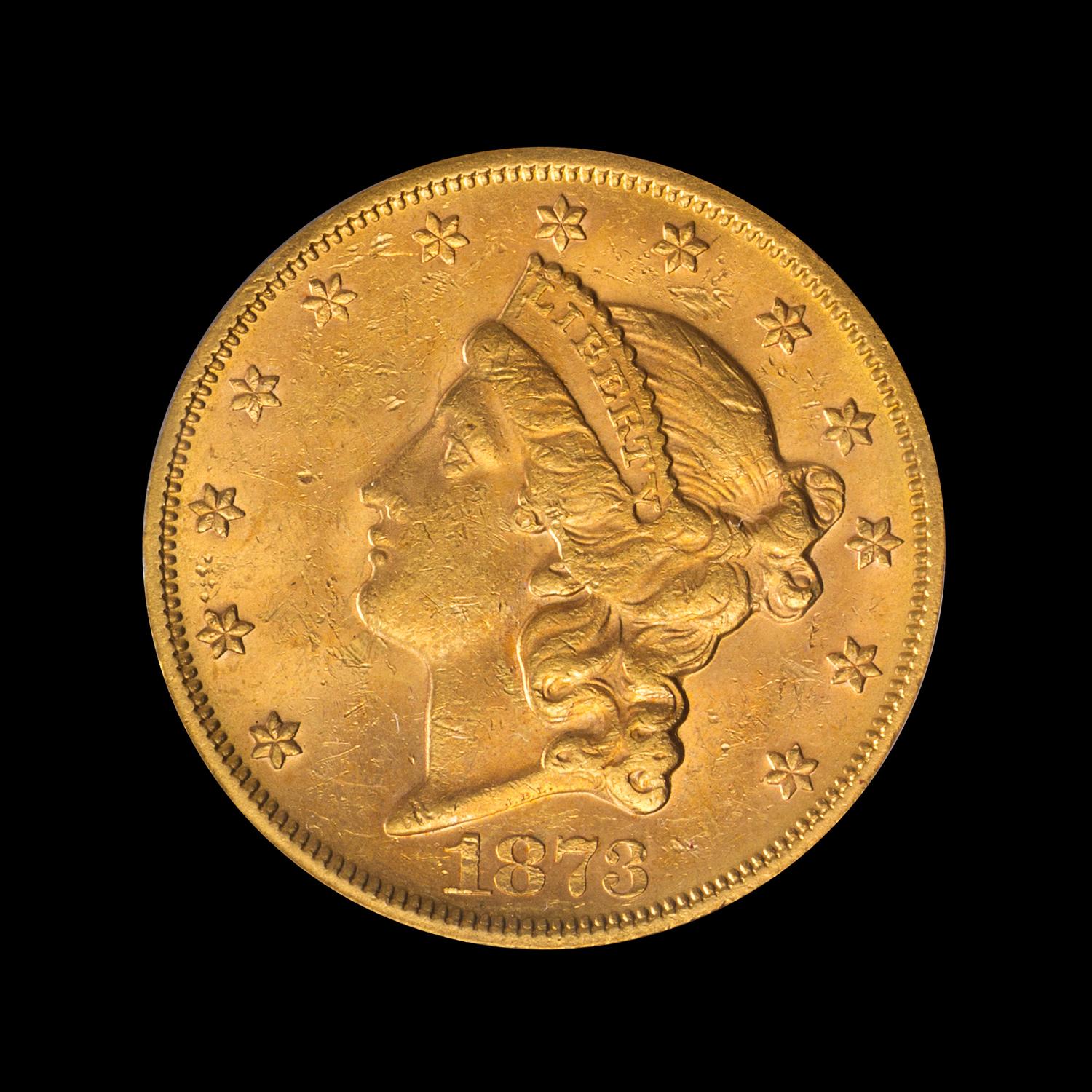 A United States 1873-S Liberty Head: Closed 3 $20 Gold Coin