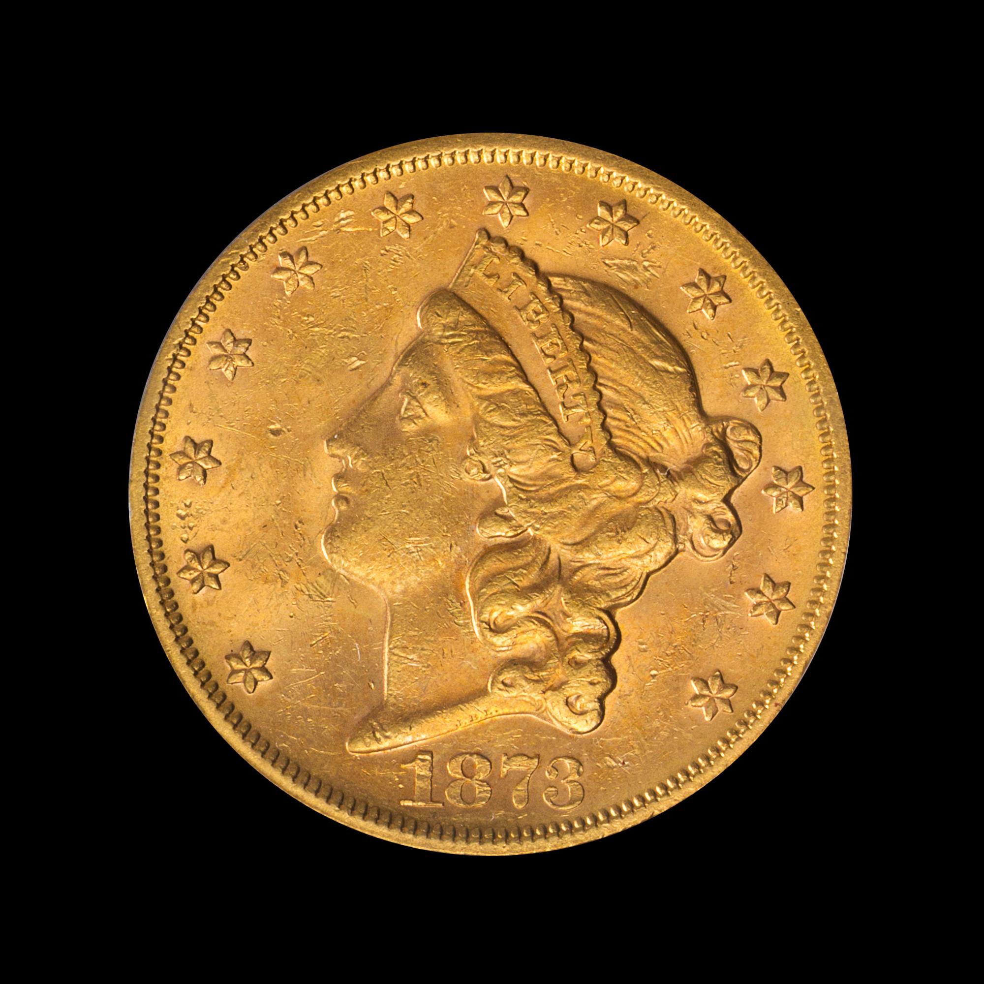 A United States 1873-S Liberty Head: Closed 3 $20 Gold Coin