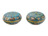 A Pair of Chinese Export Cloisonné Enamel Covered Boxes