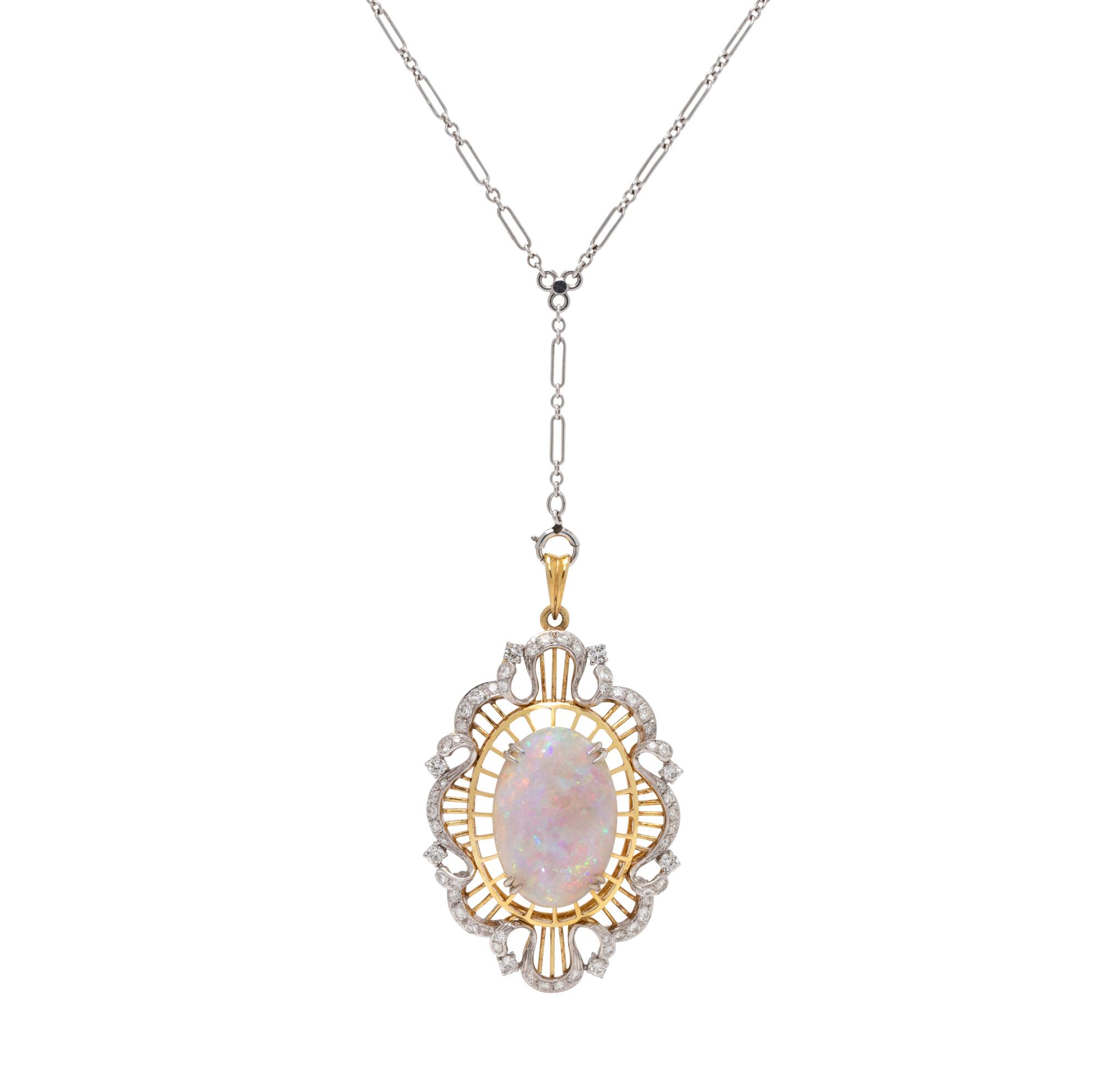OPAL AND DIAMOND PENDANT/NECKLACE