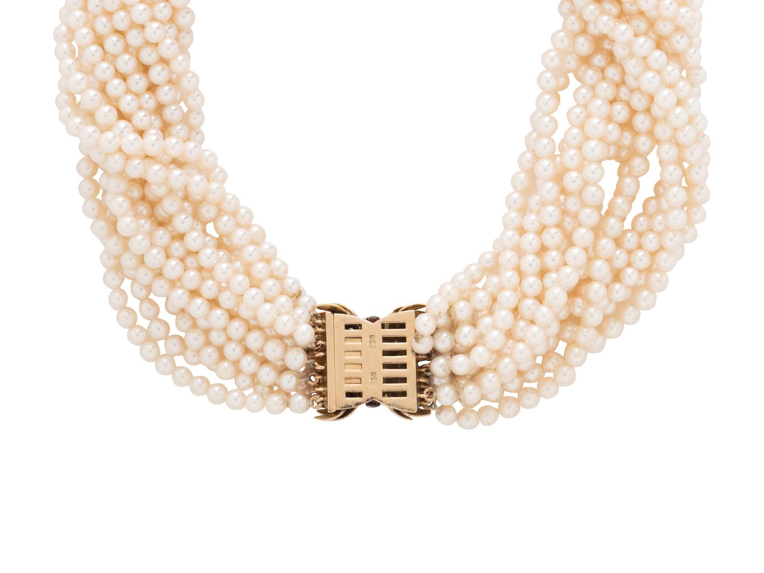 TWO CULTURED PEARL NECKLACES WITH GEMSTONE CLASPS