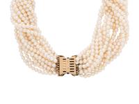 TWO CULTURED PEARL NECKLACES WITH GEMSTONE CLASPS