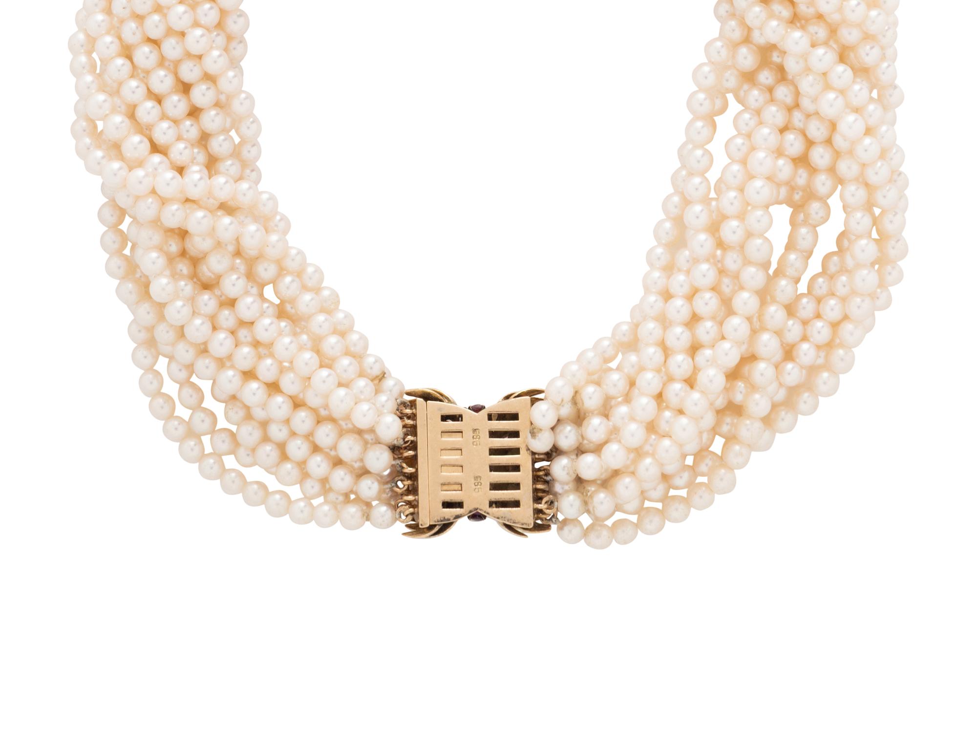 TWO CULTURED PEARL NECKLACES WITH GEMSTONE CLASPS