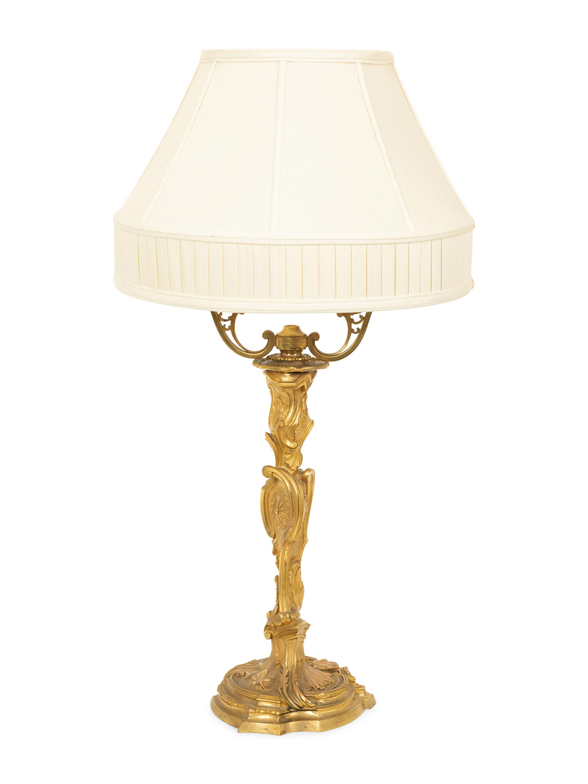 A French Gilt Bronze Lamp Base by Maison Gagneau, Paris After a Design by the Slodtz Brothers