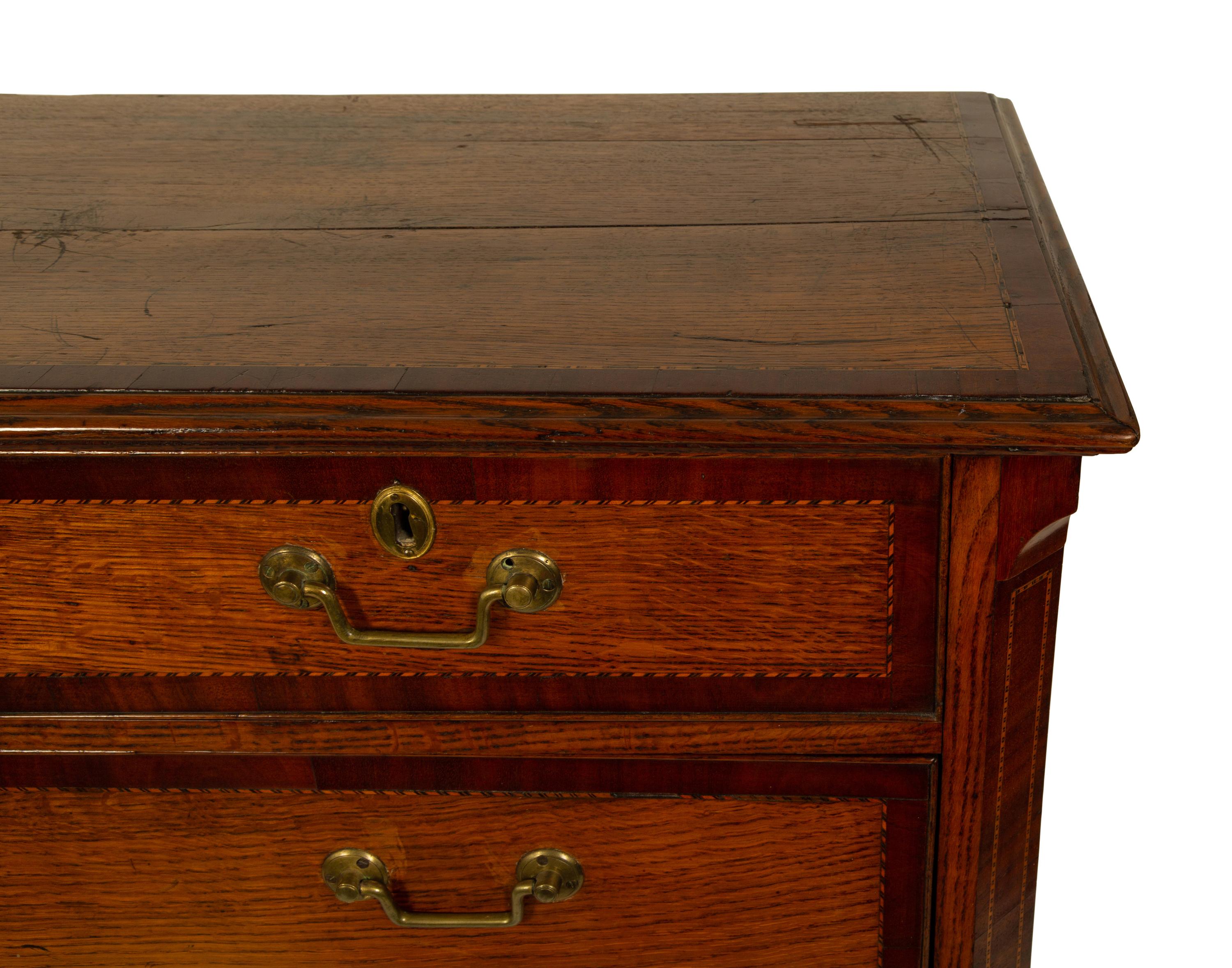 A George III Inlaid Oak and Mahogany Chest of Drawers — 18TH/19TH CENTURY