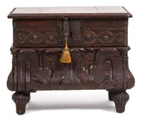 An Italian Carved Pine Diminutive Chest Height 23 x width 27 x depth 15 inches. — 19TH CENTURY