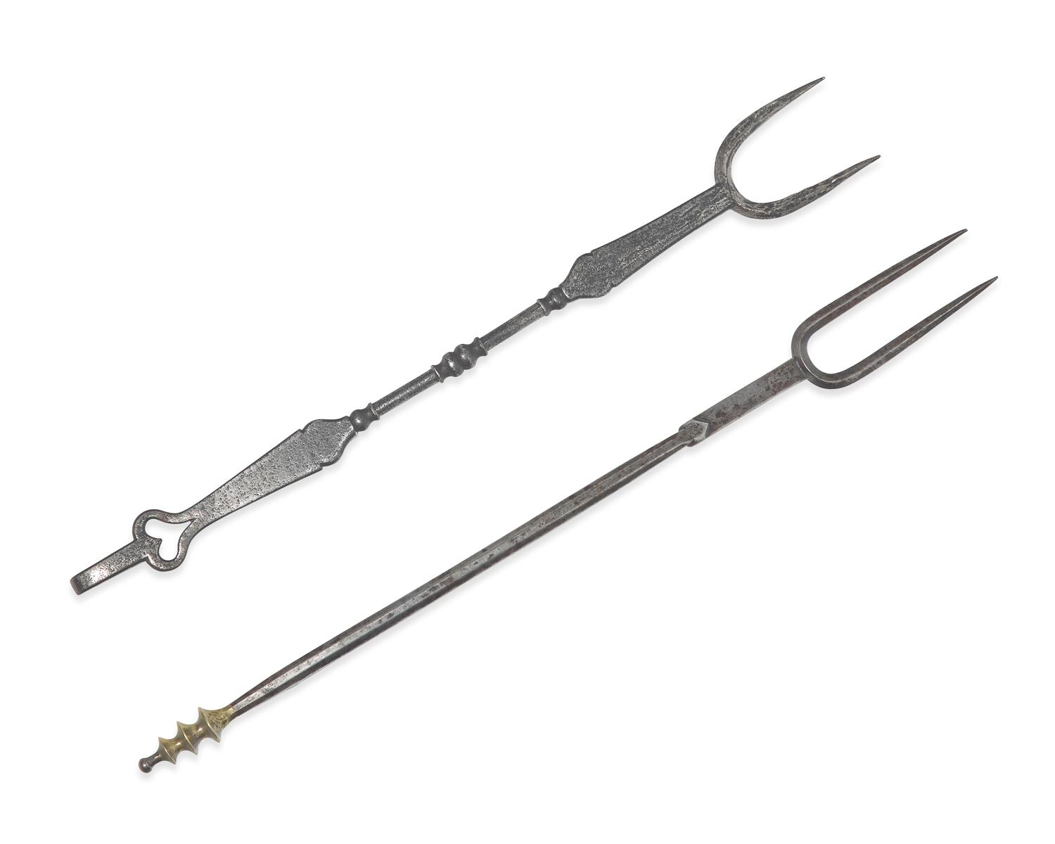 Two Steel or Wrought Iron Forks, French or Flemish, 18th Century
