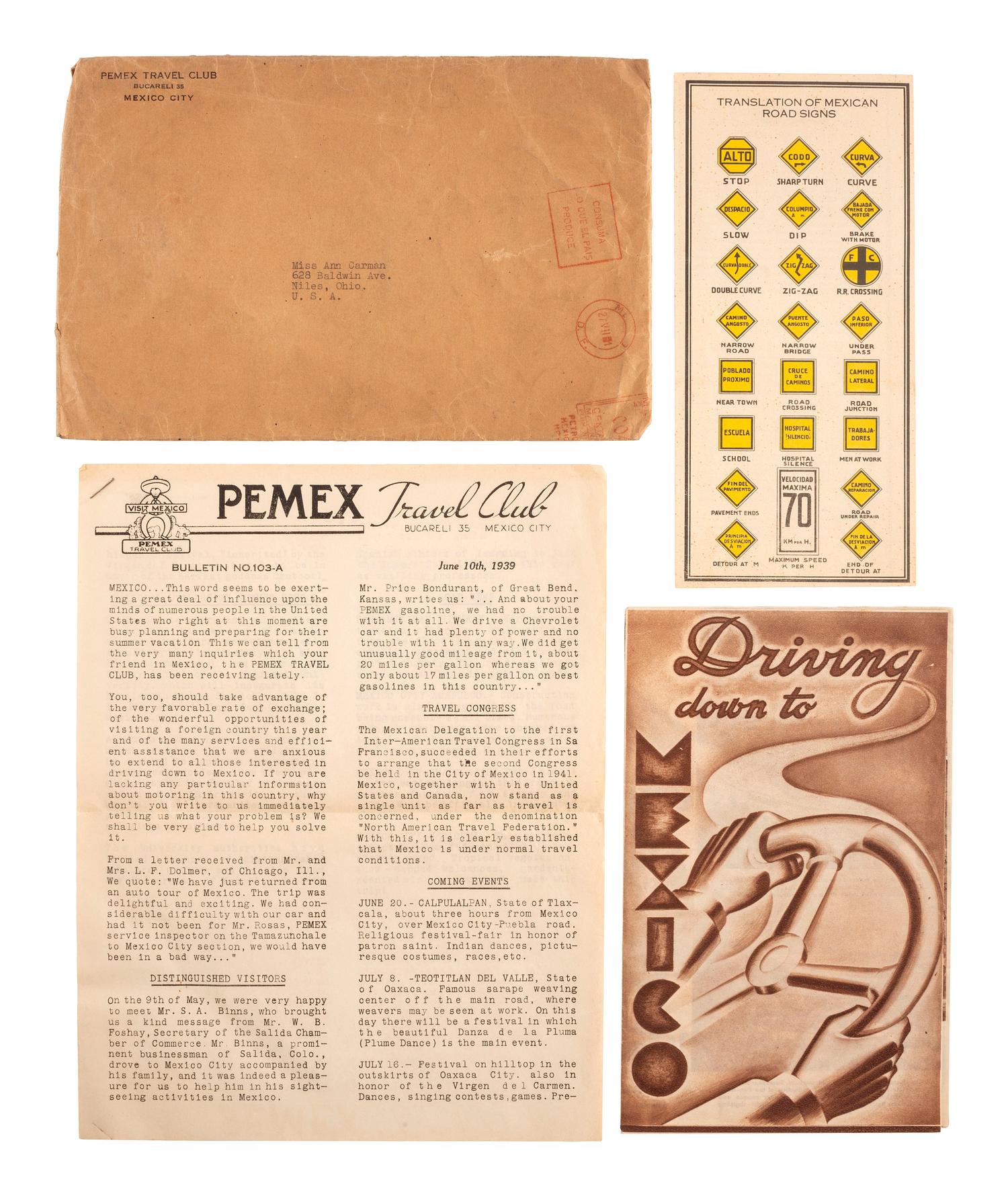 [TRAVEL] -- [MEXICO]. Pemex Travel Club collection, ca late 1930s.