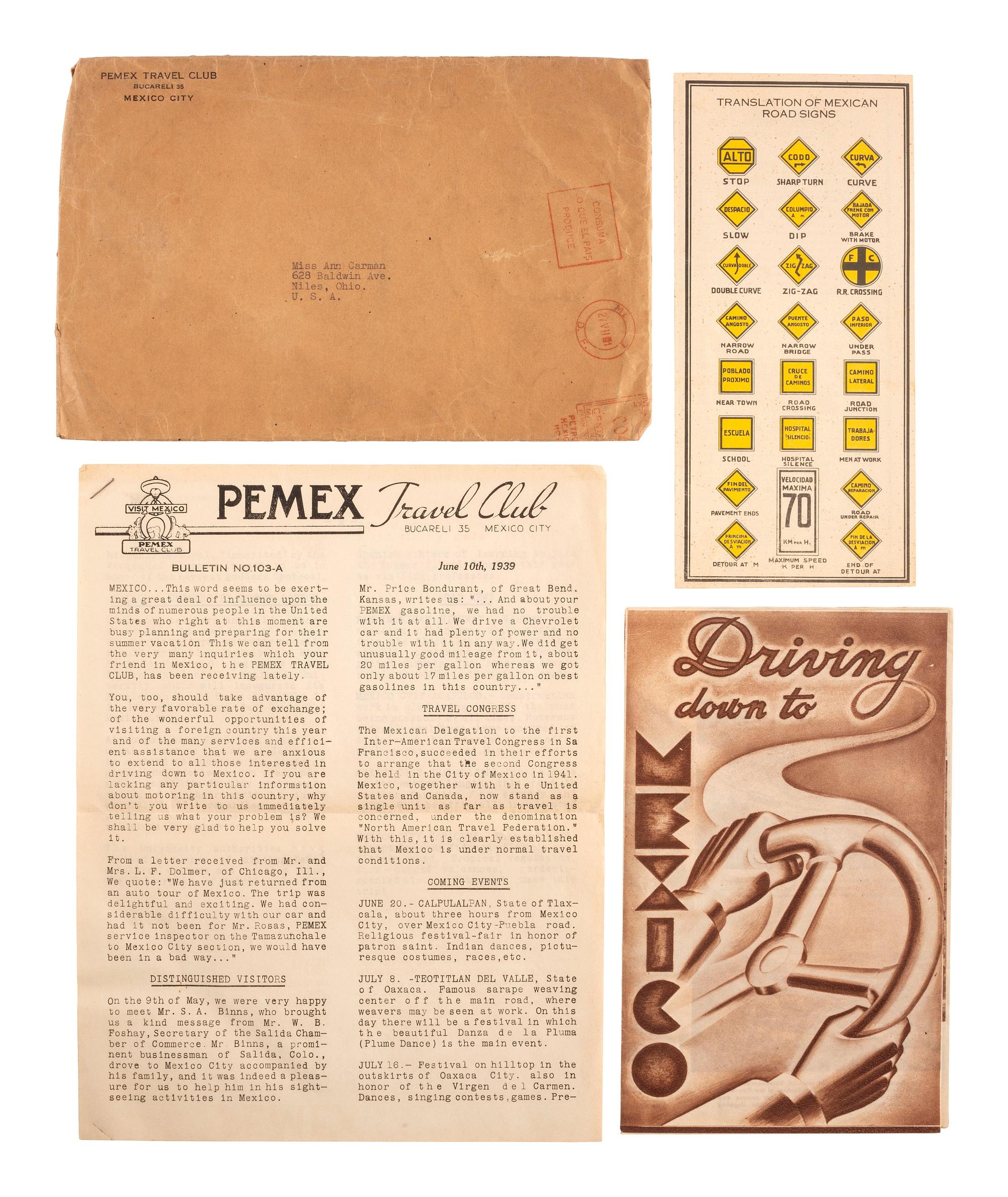 [TRAVEL] -- [MEXICO]. Pemex Travel Club collection, ca late 1930s.