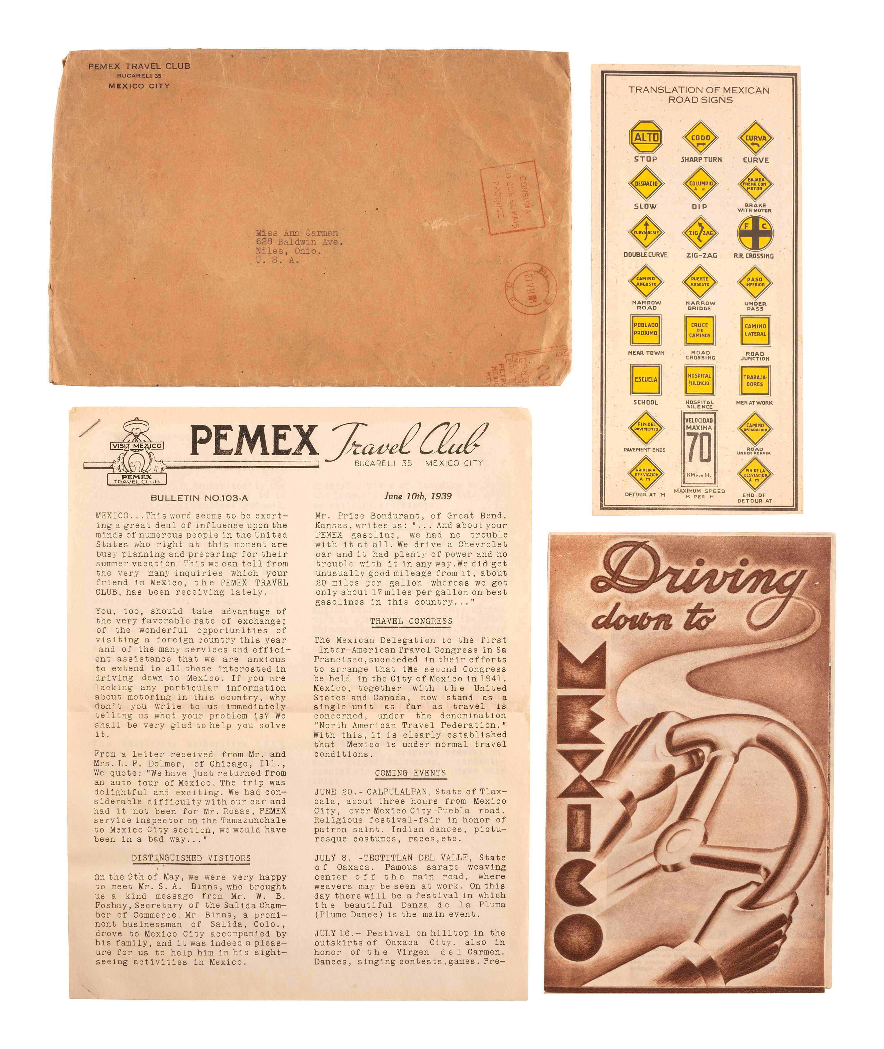 [TRAVEL] -- [MEXICO]. Pemex Travel Club collection, ca late 1930s.