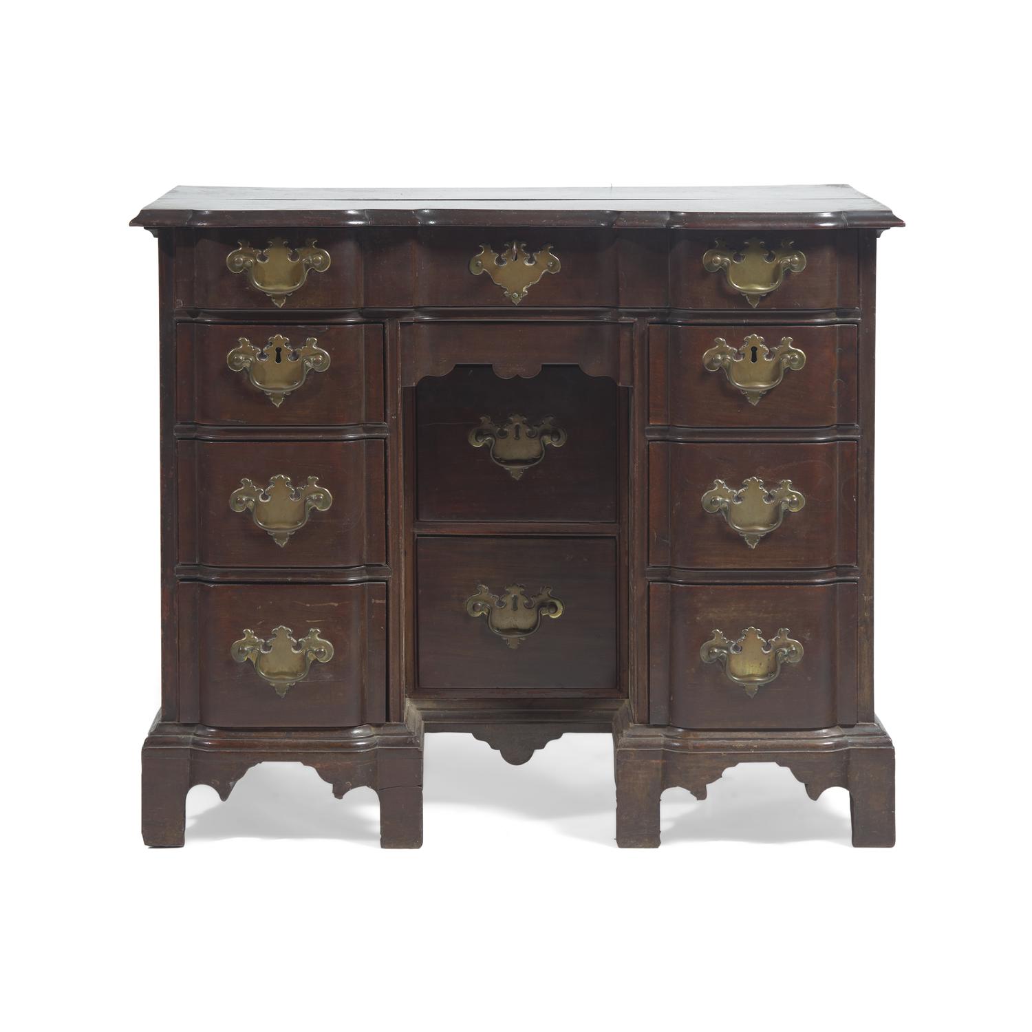 A Chippendale Mahogany Block-Front Kneehole Desk