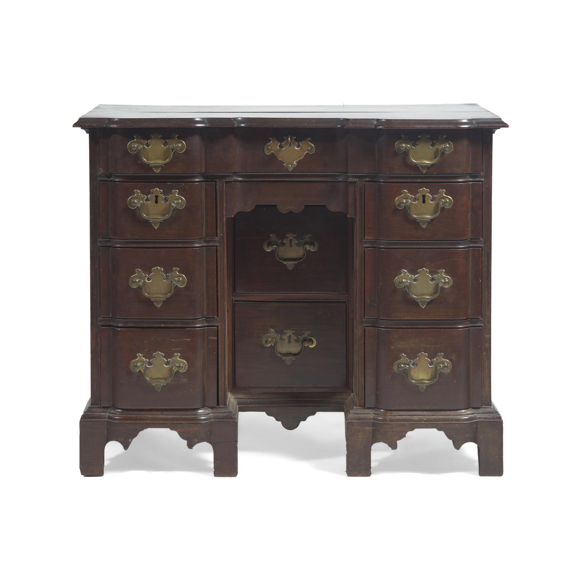 A Chippendale Mahogany Block-Front Kneehole Desk
