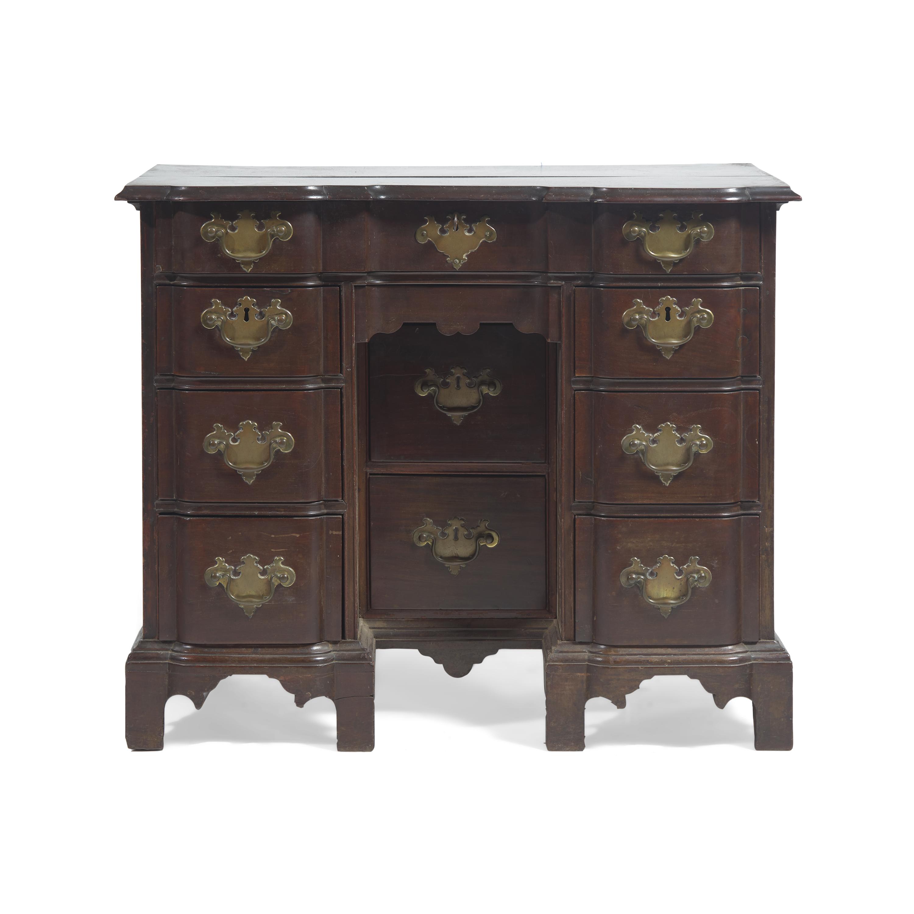 A Chippendale Mahogany Block-Front Kneehole Desk