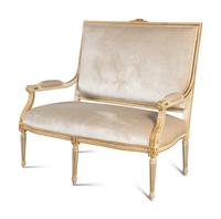 A Louis XVI Style Painted and Parcel Gilt Settee