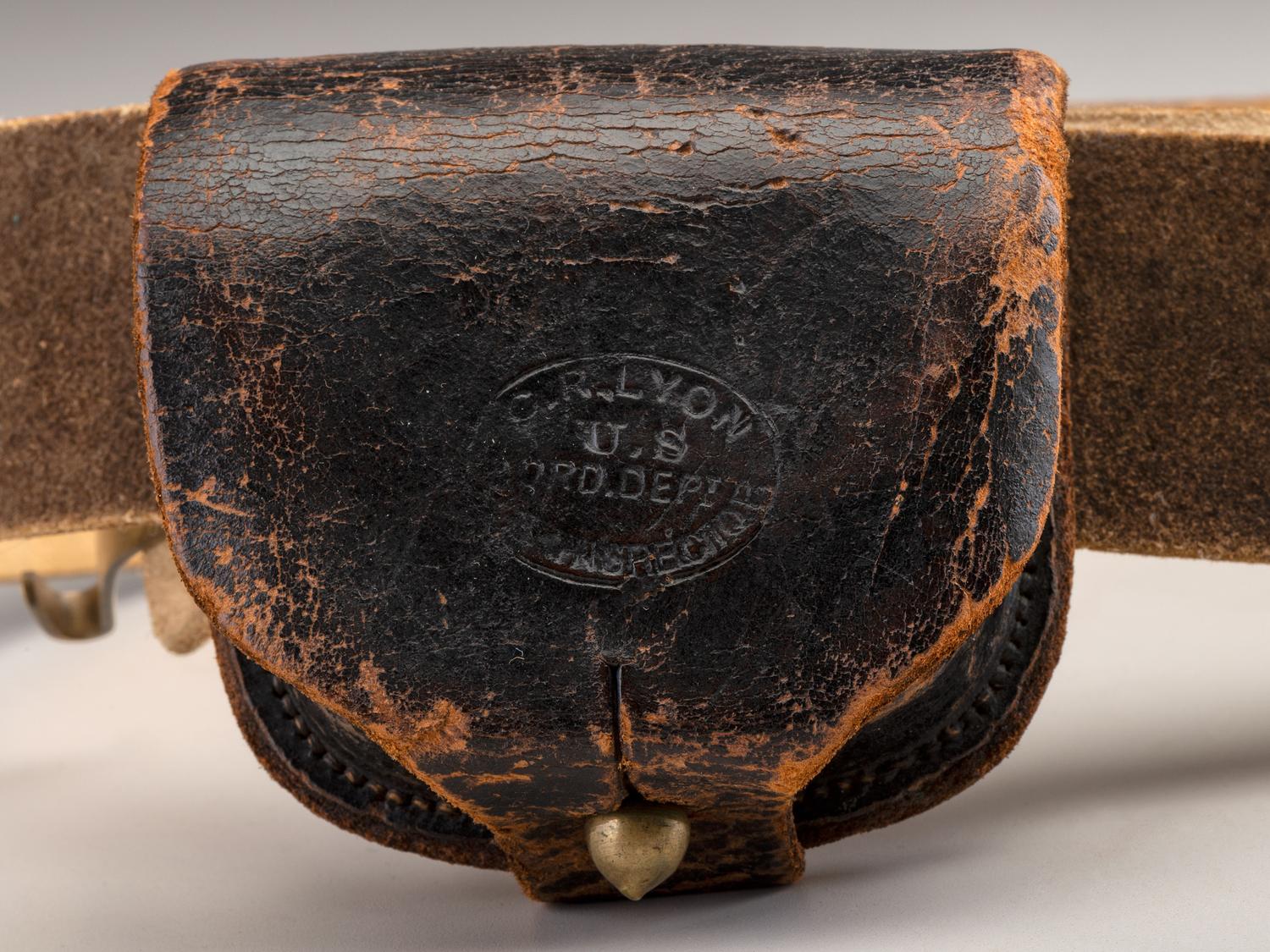 [CIVIL WAR]. Non-commissioned officer's belt equipped with a Model 1851 enlisted sword belt plate and cap pouch.