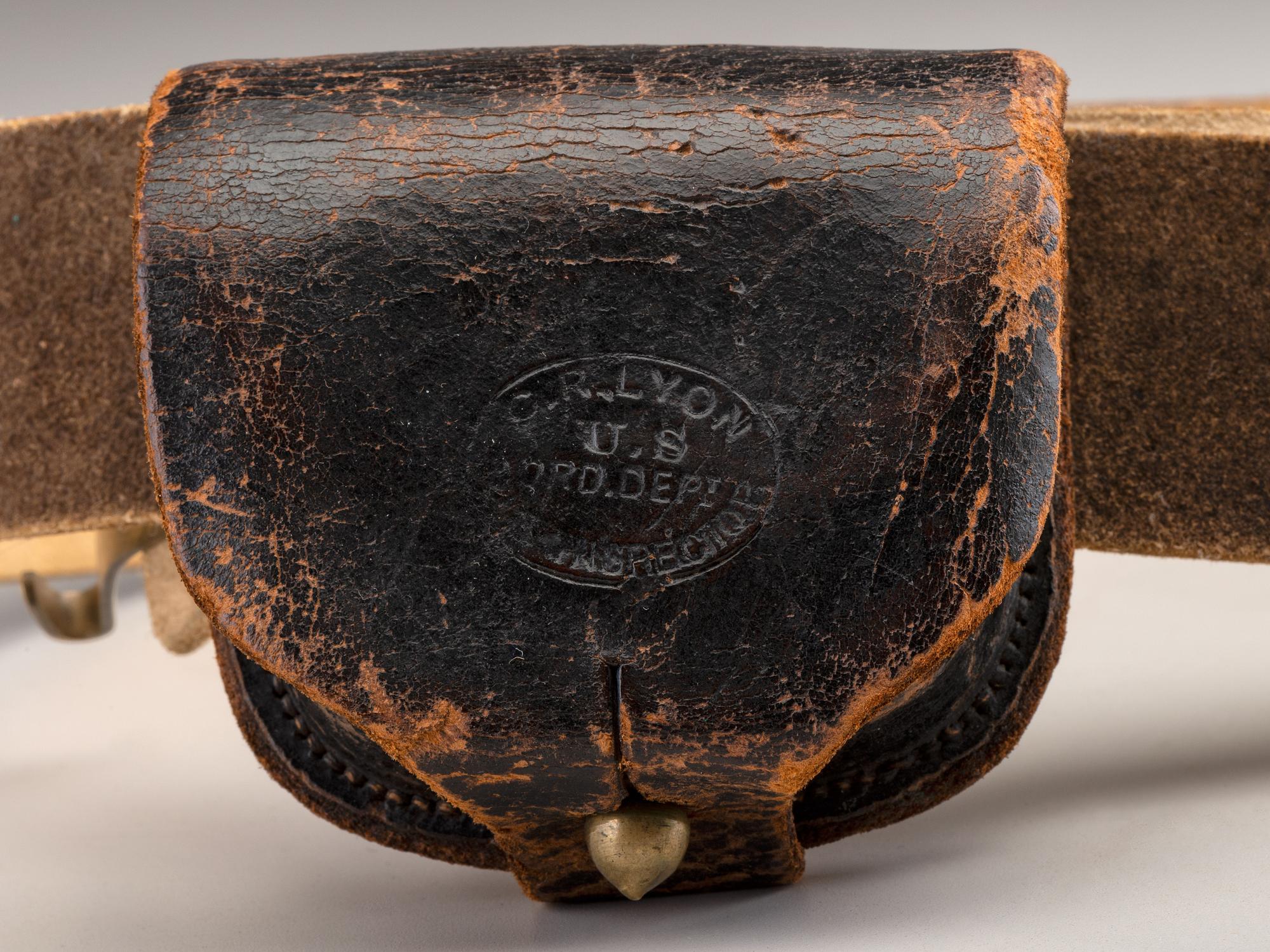 [CIVIL WAR]. Non-commissioned officer's belt equipped with a Model 1851 enlisted sword belt plate and cap pouch.