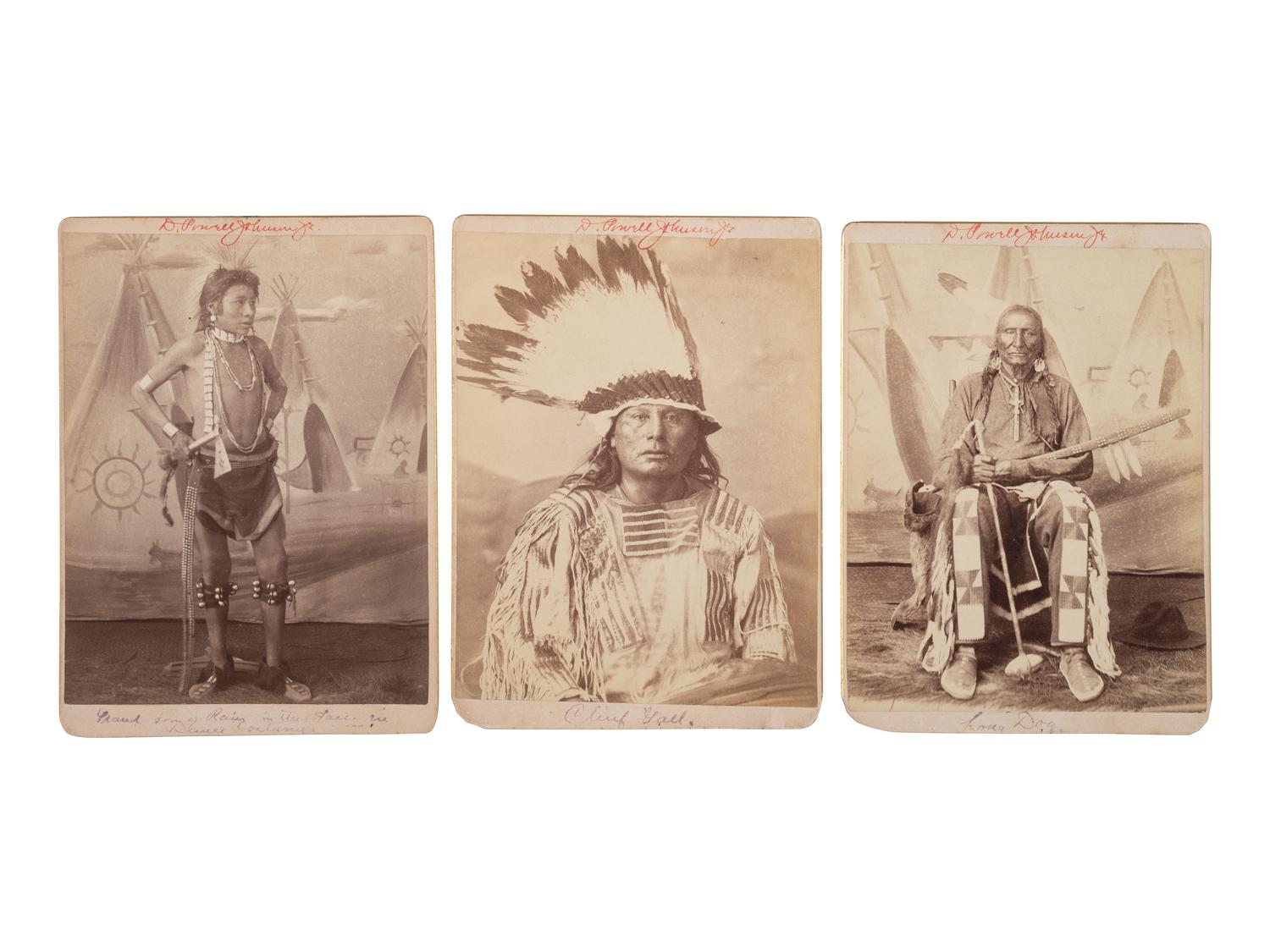 [SCOTT, George W. (1854-1910), photographer]. A group of 3 cabinet cards of Sioux Indians, incl. Chief Gall and Long Dog.