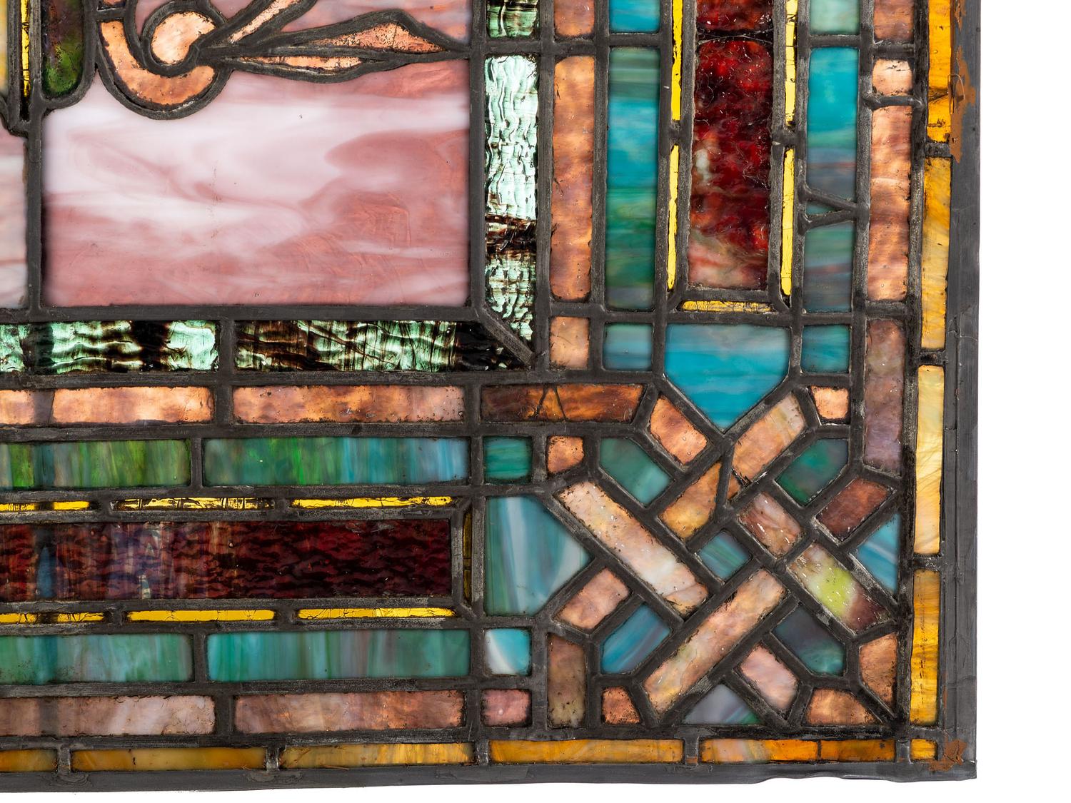 Arts and Crafts Leaded Glass Window, Circa 1900-1915…