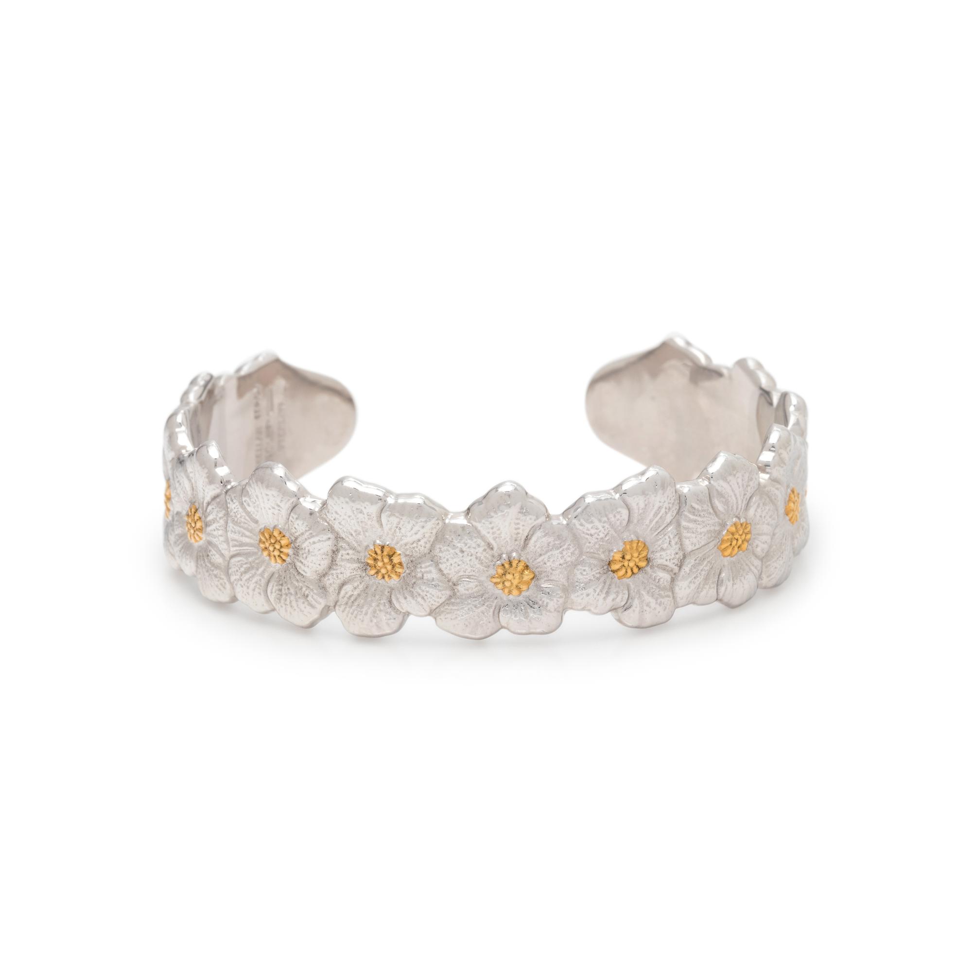 BUCCELLATI, STERLING SILVER AND YELLOW GOLD 'BLOSSOMS' CUFF BRACELET