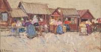 Leon Schulman Gaspard (American/Russian, 1882-1964) — Market Scene in Vitebsk, Russia, 1904