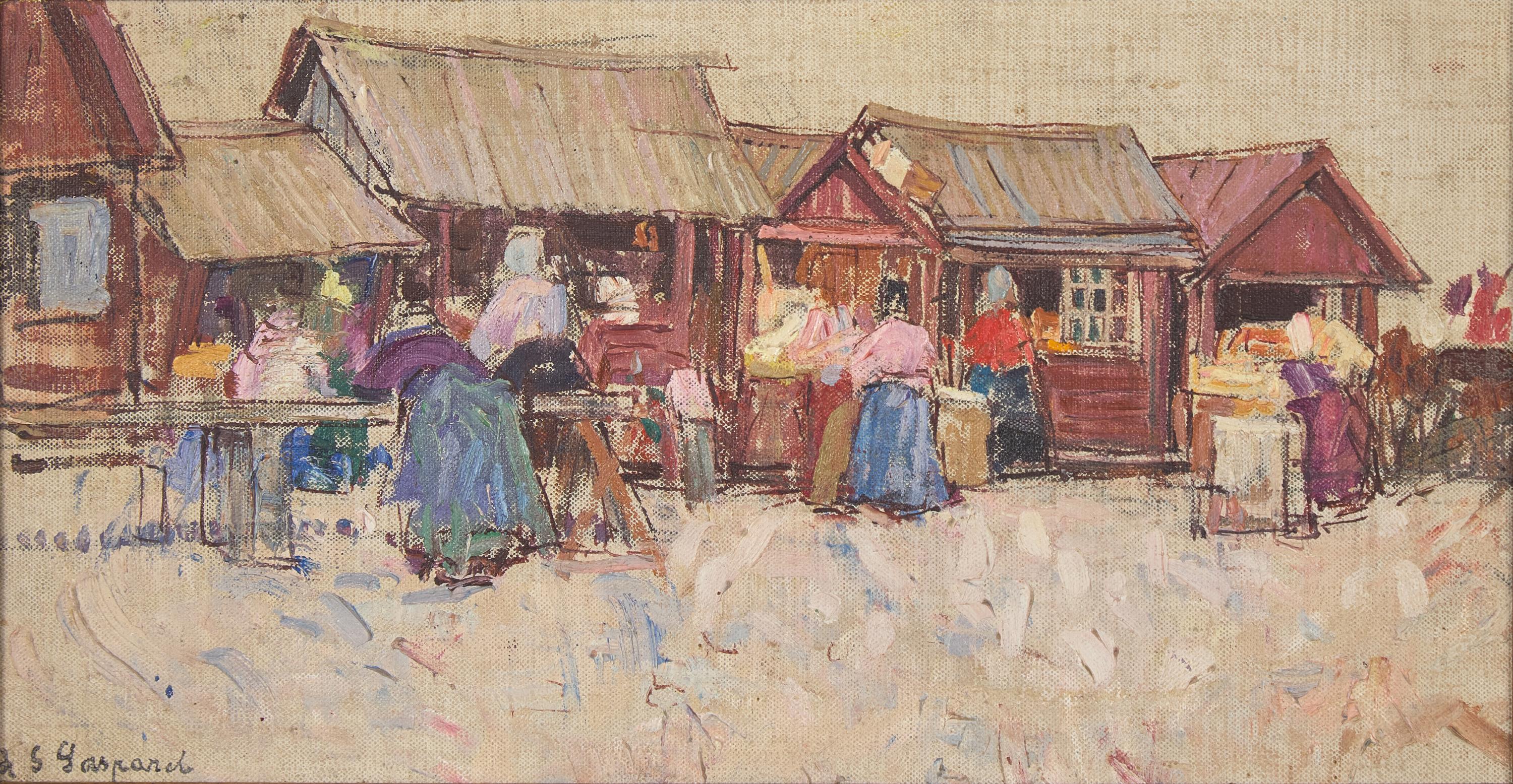 Leon Schulman Gaspard (American/Russian, 1882-1964) — Market Scene in Vitebsk, Russia, 1904