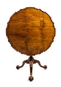 A George III Mahogany Tilt-Top Tea Table Height 29 1/4 x diameter 34 1/4 inches. — EARLY 19TH CENTURY