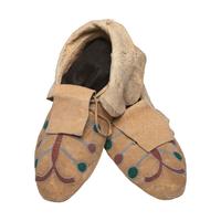 Crow Beaded Hide Moccasins