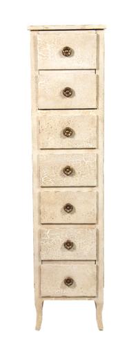 A Painted Chest of Drawers Height 64 3/4 x width 16 x depth 13 1/2 inches. — 20TH CENTURY