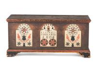 A Federal Flower and Compass Decorated Poplar and Pine Elisabet Conradin Blanket Chest