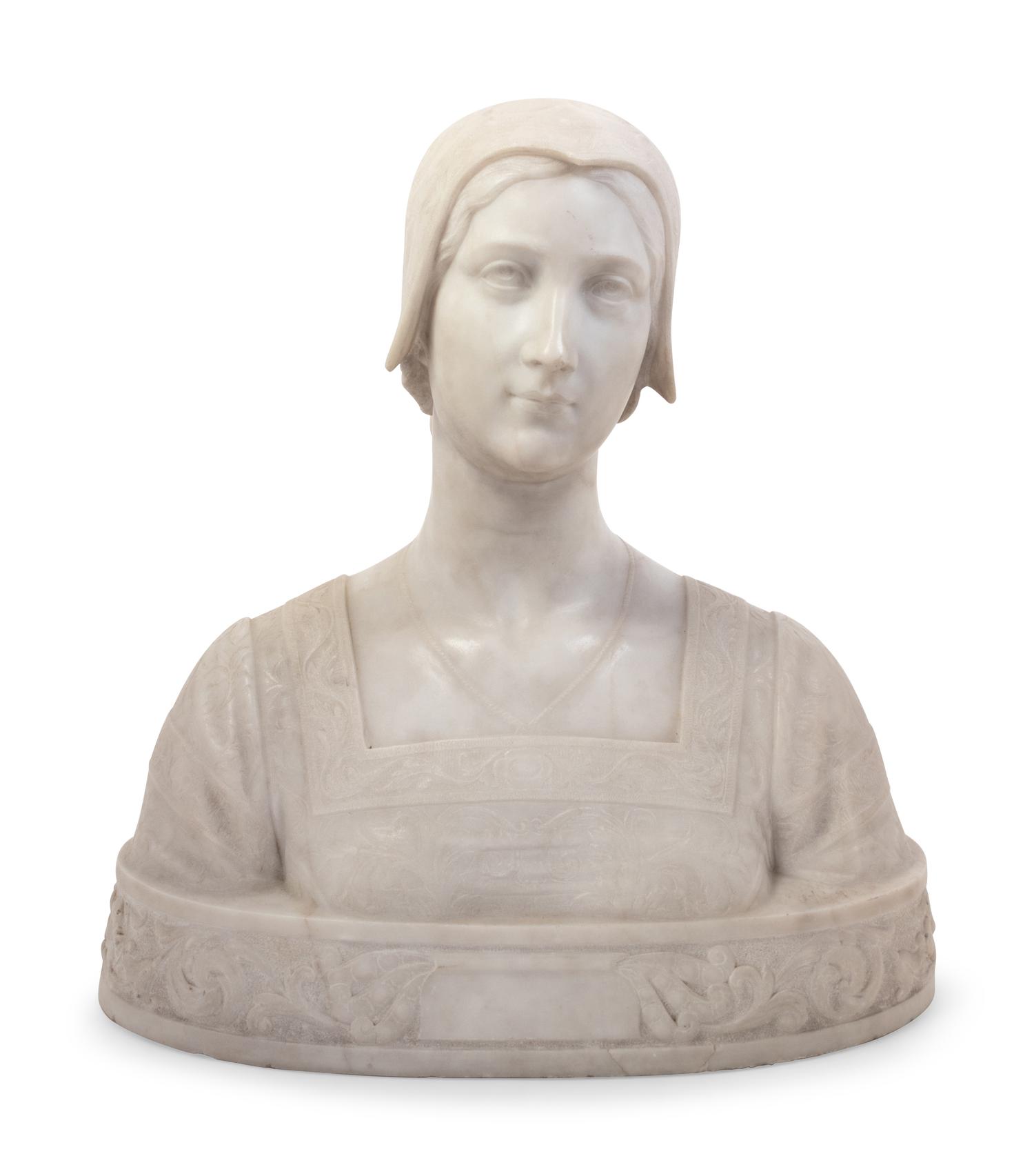 A Continental Carved Marble Bust