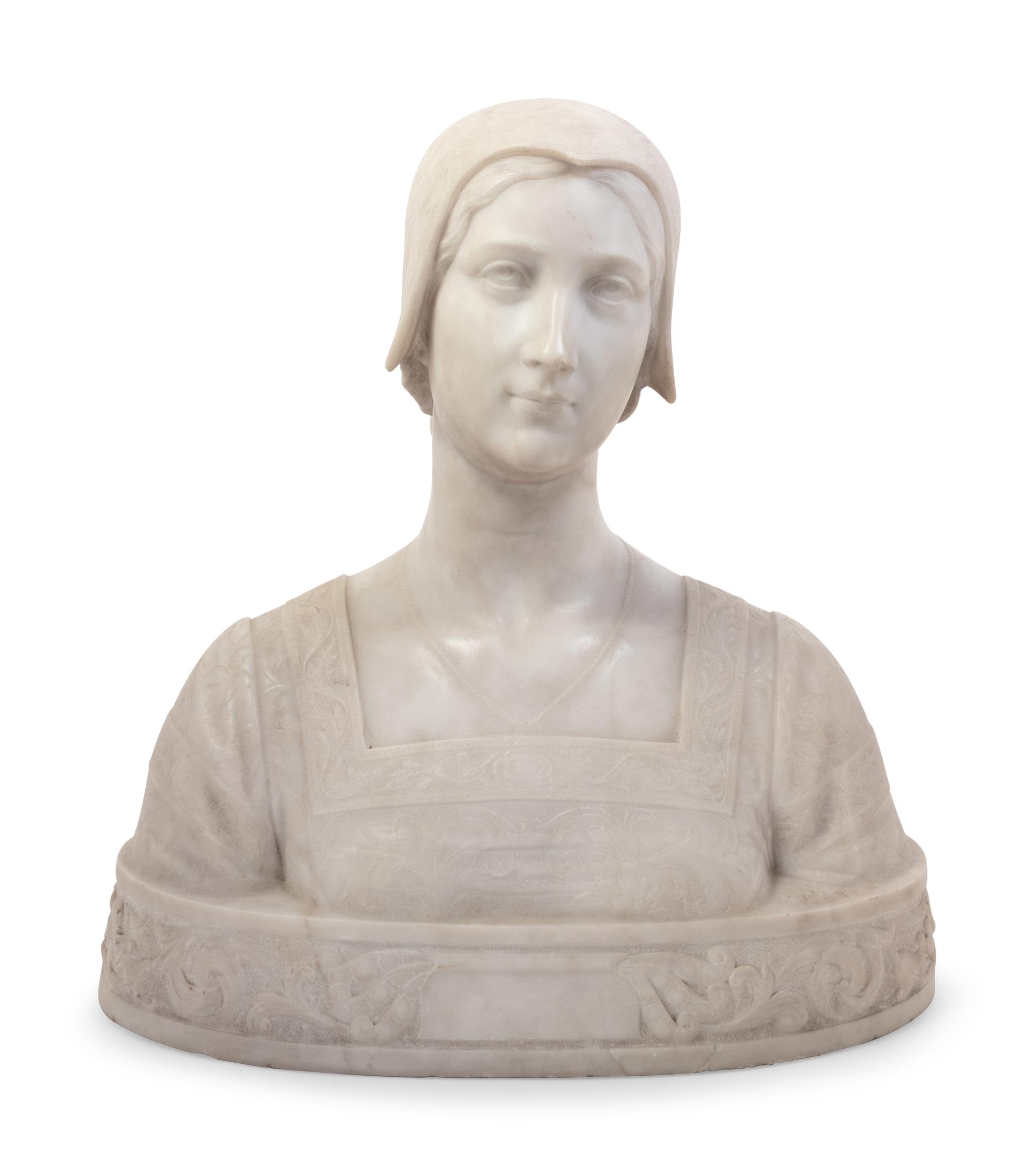 A Continental Carved Marble Bust