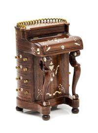 A Victorian Style Brass Mounted Mahogany Davenport Desk Height 3 1/8 x width 2 x depth 1 7/8 inches. — John Davenport, 1982