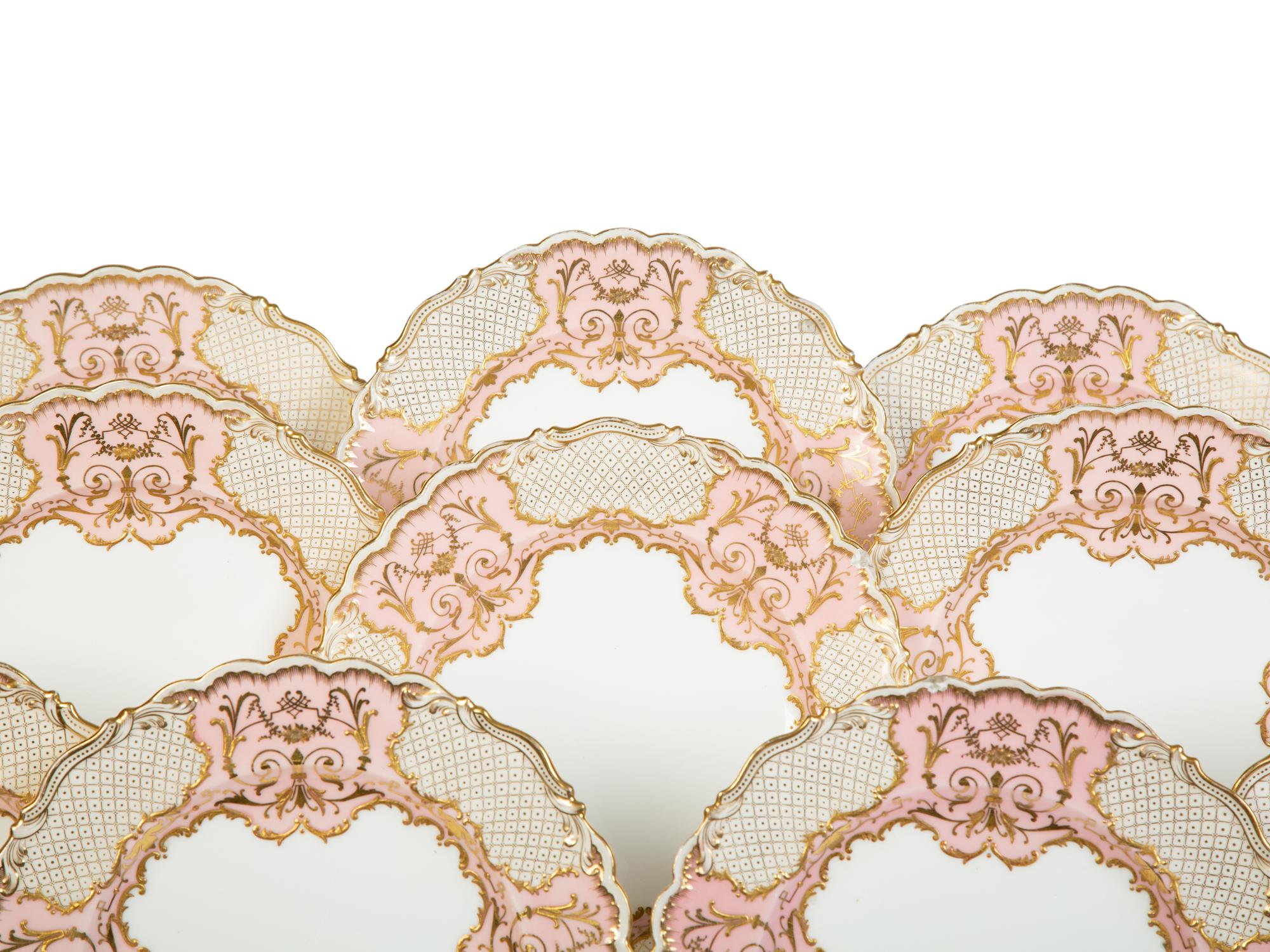 Sixteen Gilman Collamore & Co. Coalport Porcelain Dinner Plates