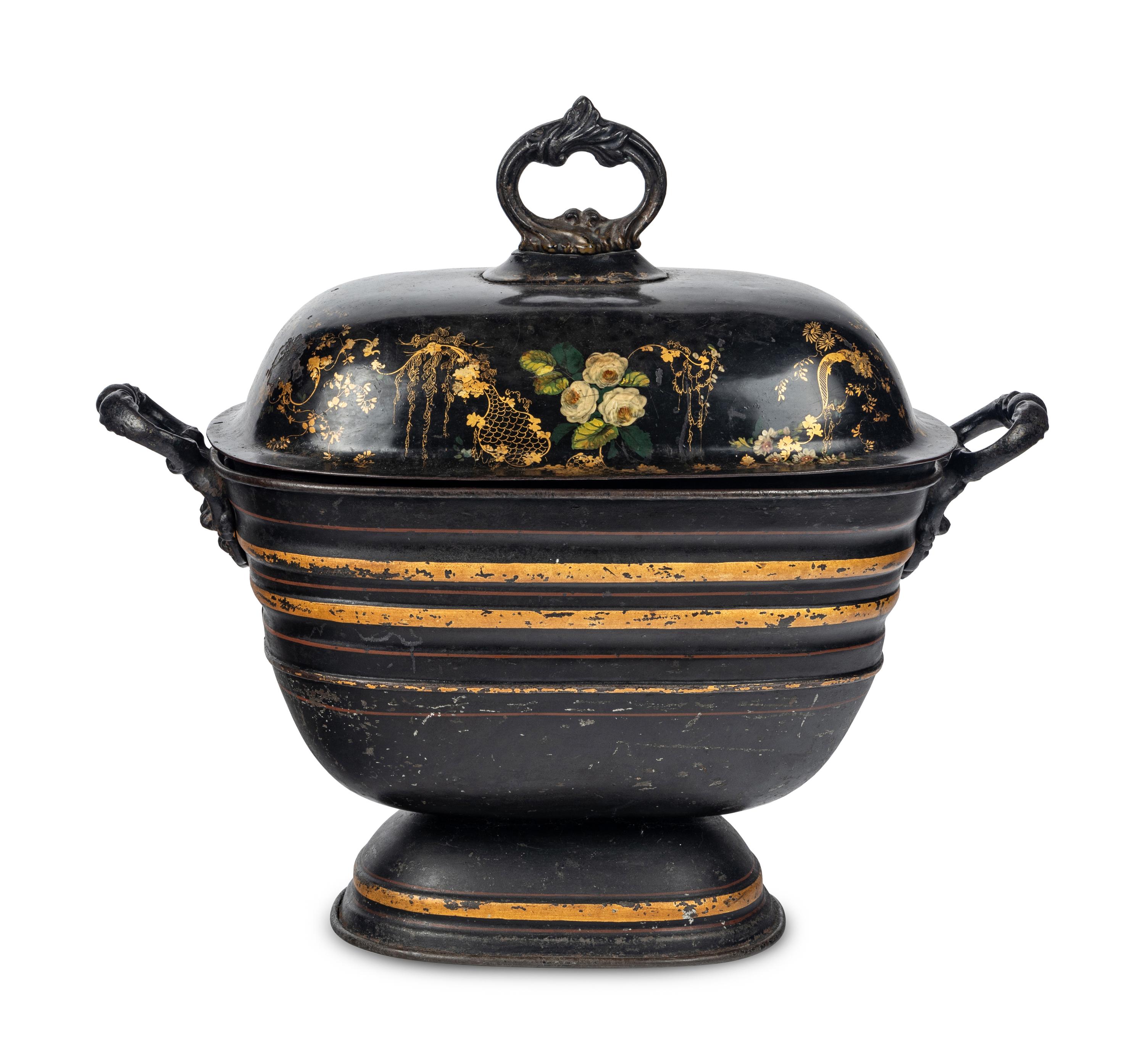 An English Painted and Parcel Gilt Tôle Wine Cooler