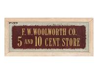 An F.W. Woolworth Reverse Paint and Foil Decorated Advertising Sign