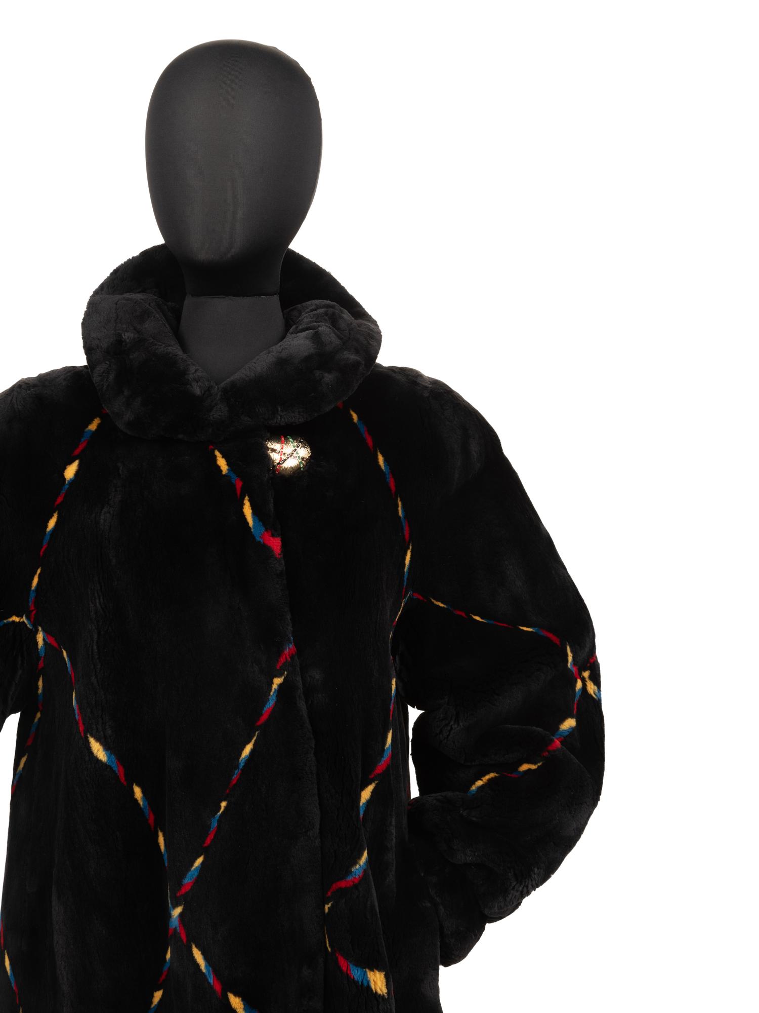 Zuki Sheared Beaver Fur Coat with Multi-Hued Stripes, 1990-2000s