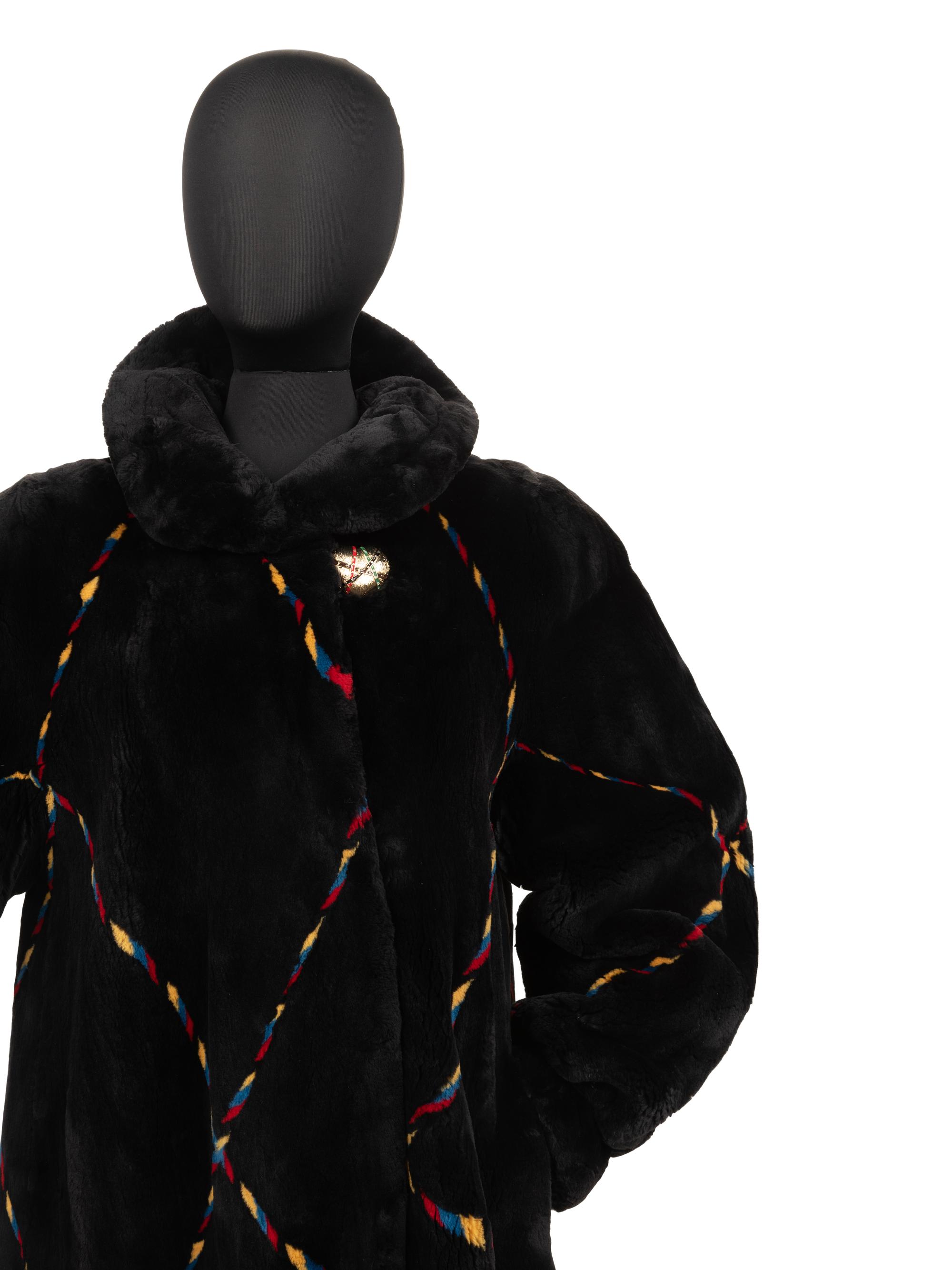 Zuki Sheared Beaver Fur Coat with Multi-Hued Stripes, 1990-2000s
